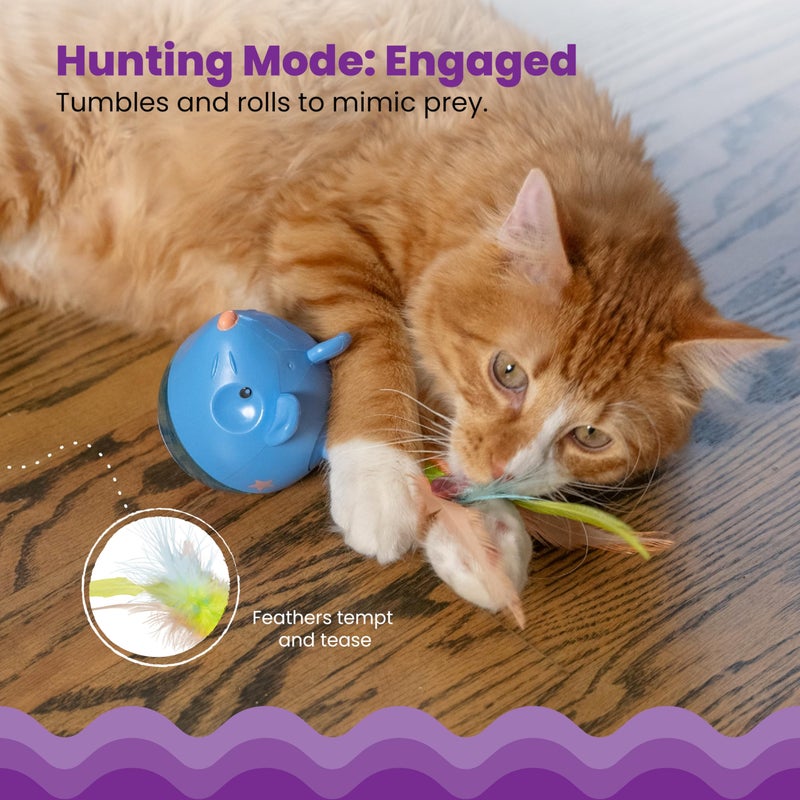 Catstages Hunt 'N Swat Treat Tumbler Interactive Treat-Dispensing Cat Toy, Blue - Image 3